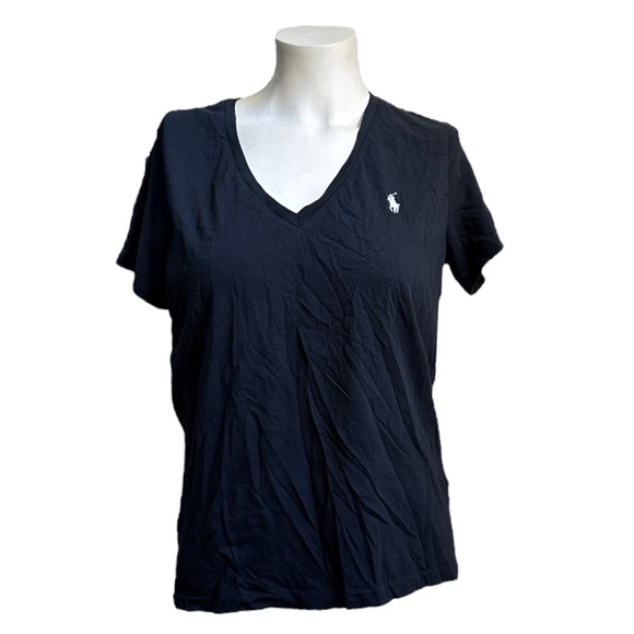 Black V-Neck T-Shirt, Size L - Picture 1 of 3